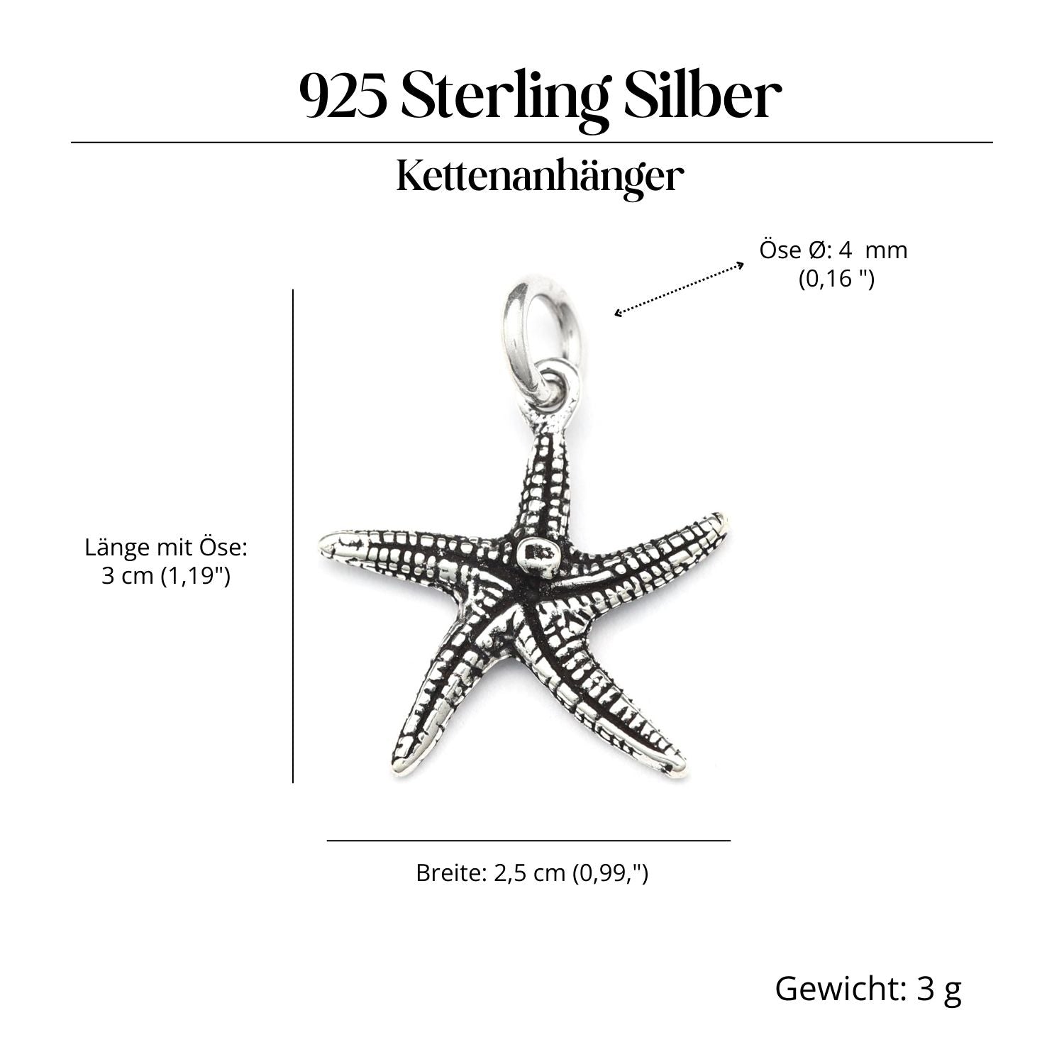 Seestern Schmuck Kettenanhänger Silberschmuck 925 Silber