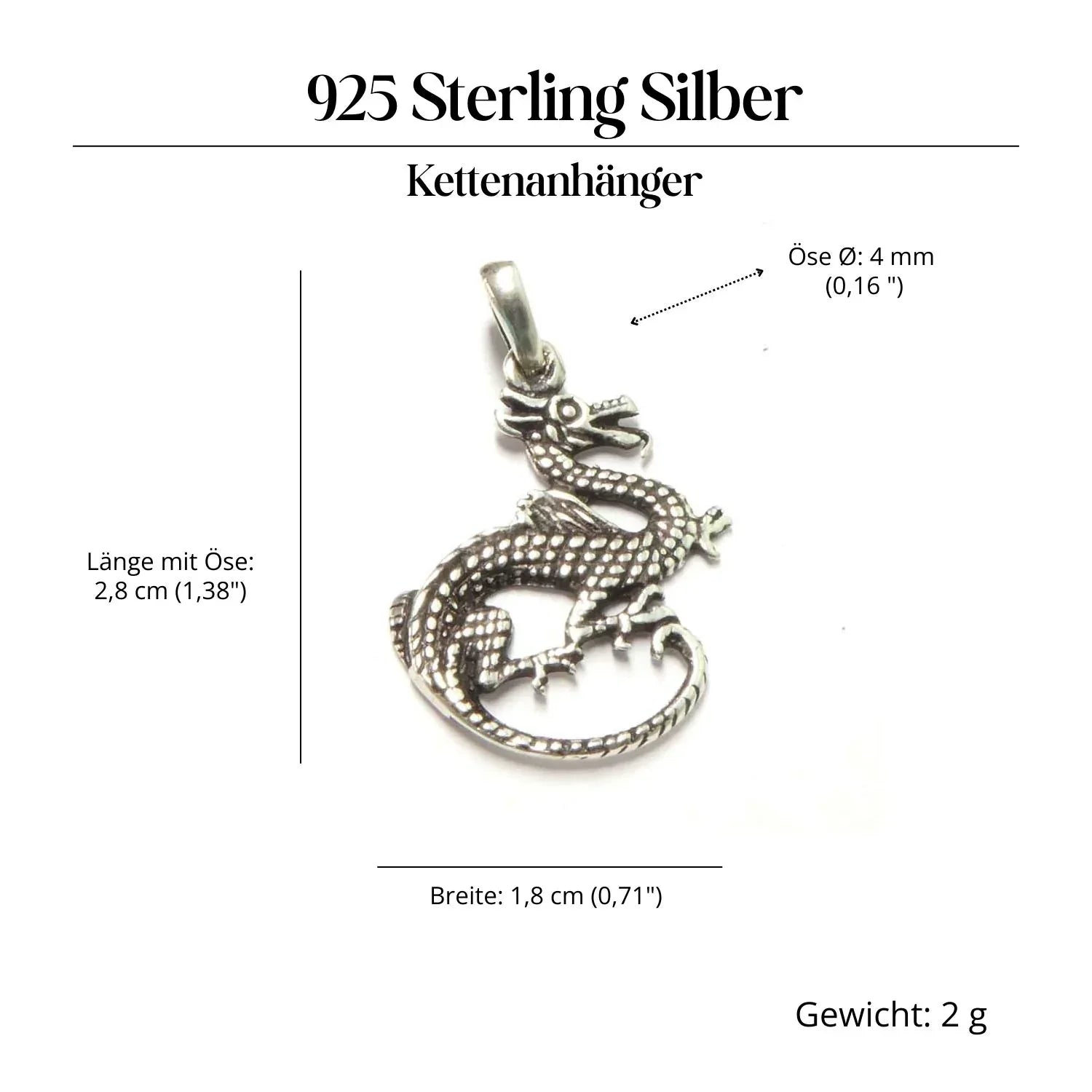 Drachen Schmuck Kettenanhänger zierlich Silberschmuck 925 Silber