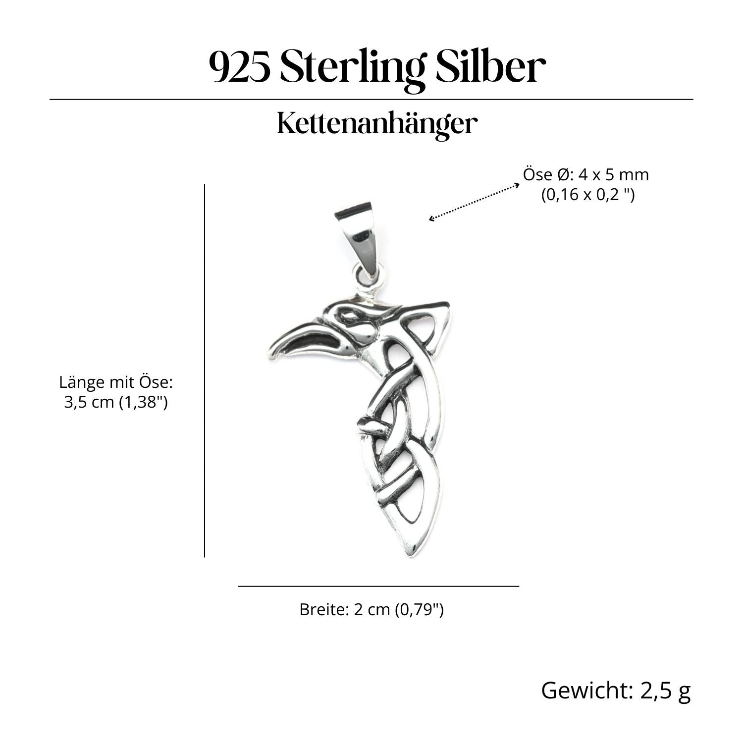 Rabe keltischer Knoten Schmuck 925 Silberschmuck Anhänger