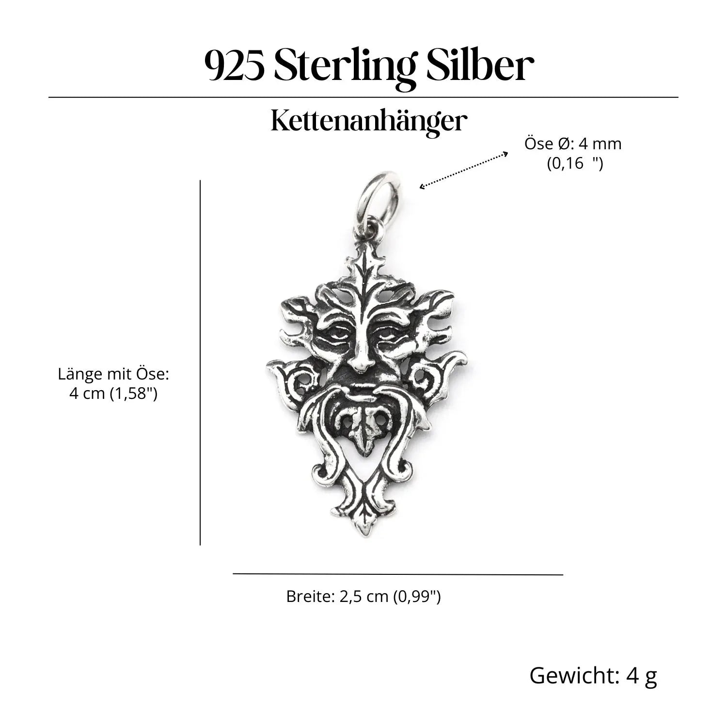 Greenman Schmuck Kettenanhänger Silberschmuck 925 Silber