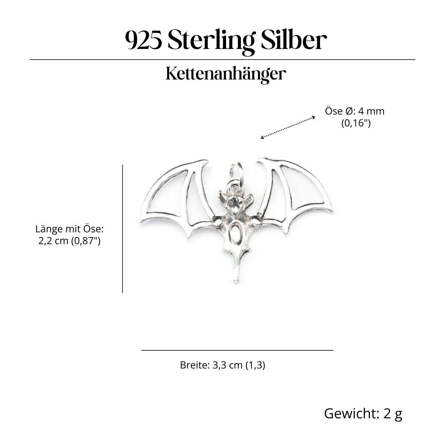 Fledermaus Schmuck Anhänger für Kette 925 Silber