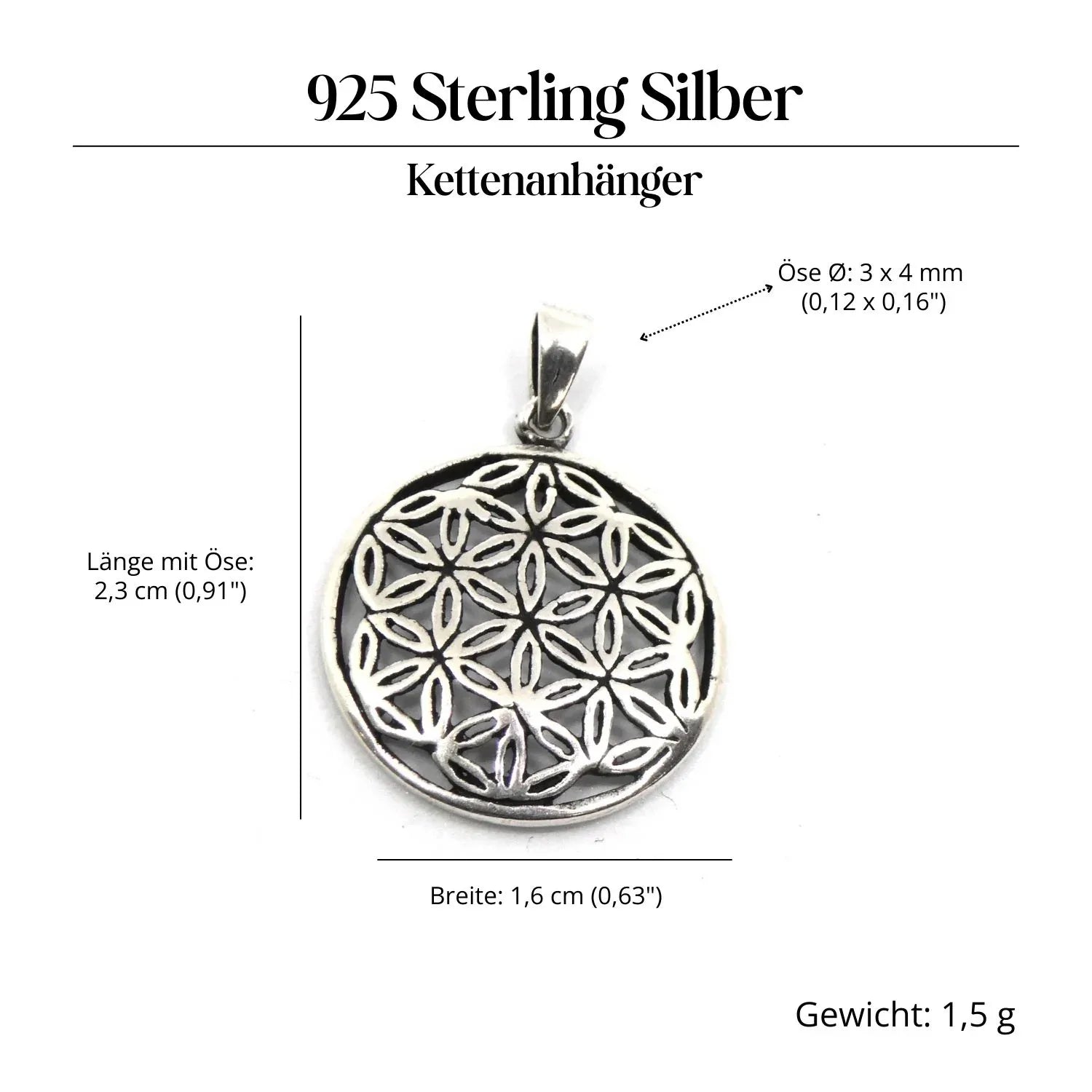 Blume des Lebens Schmuck Anhänger für Kette 925 Silber
