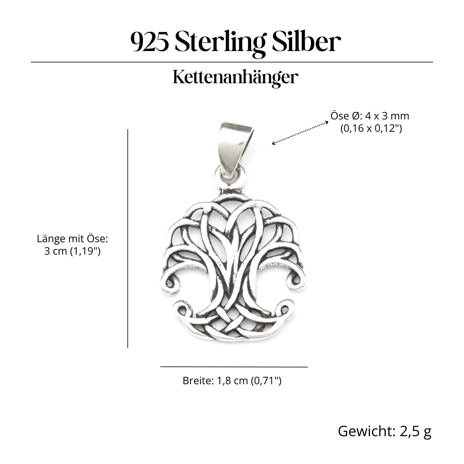 Lebensbaum Kettenanhänger Kelten Knoten Silber 925/000