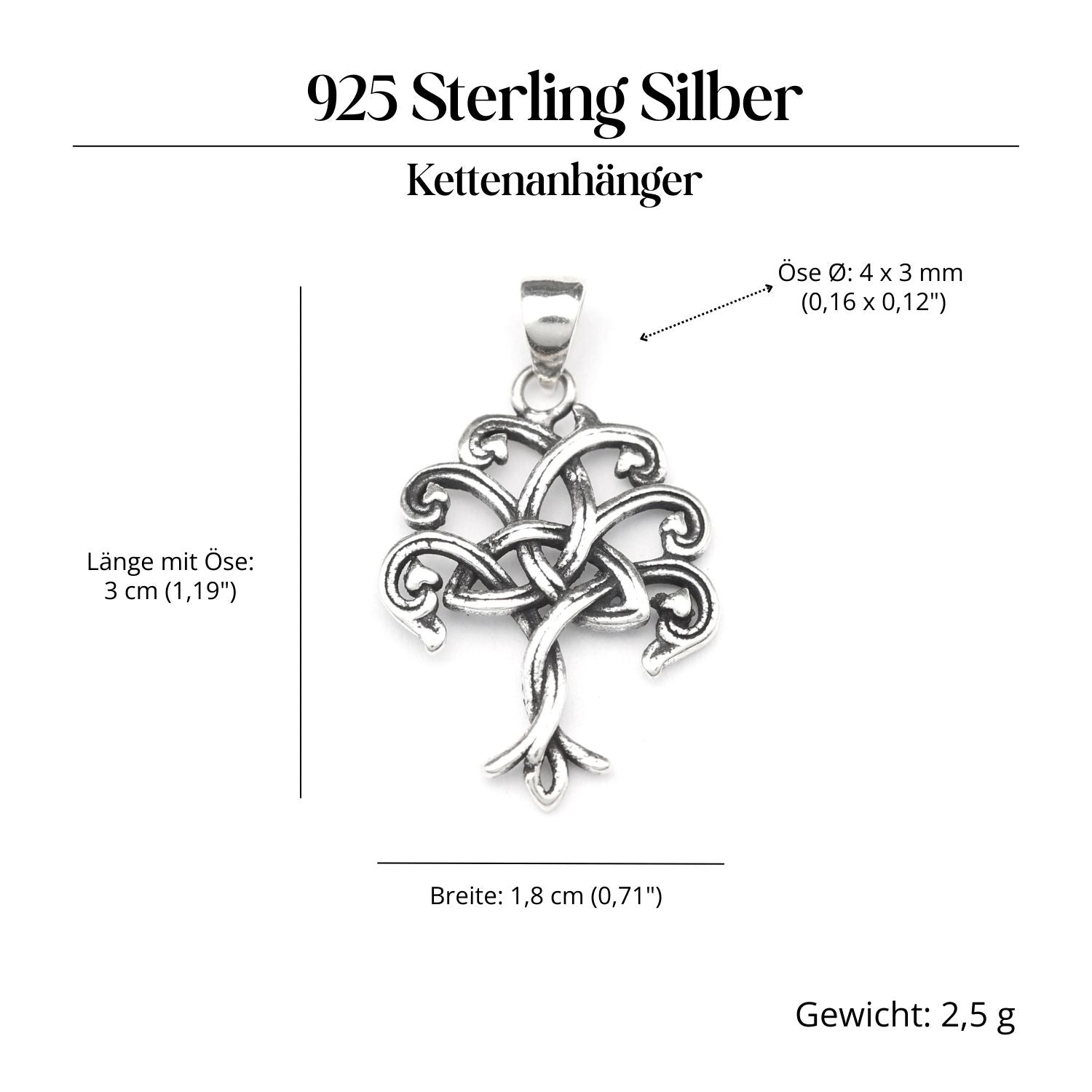 Lebensbaum Anhänger Schmuck Silber Kettenanhänger 925/000 Kelten Knoten