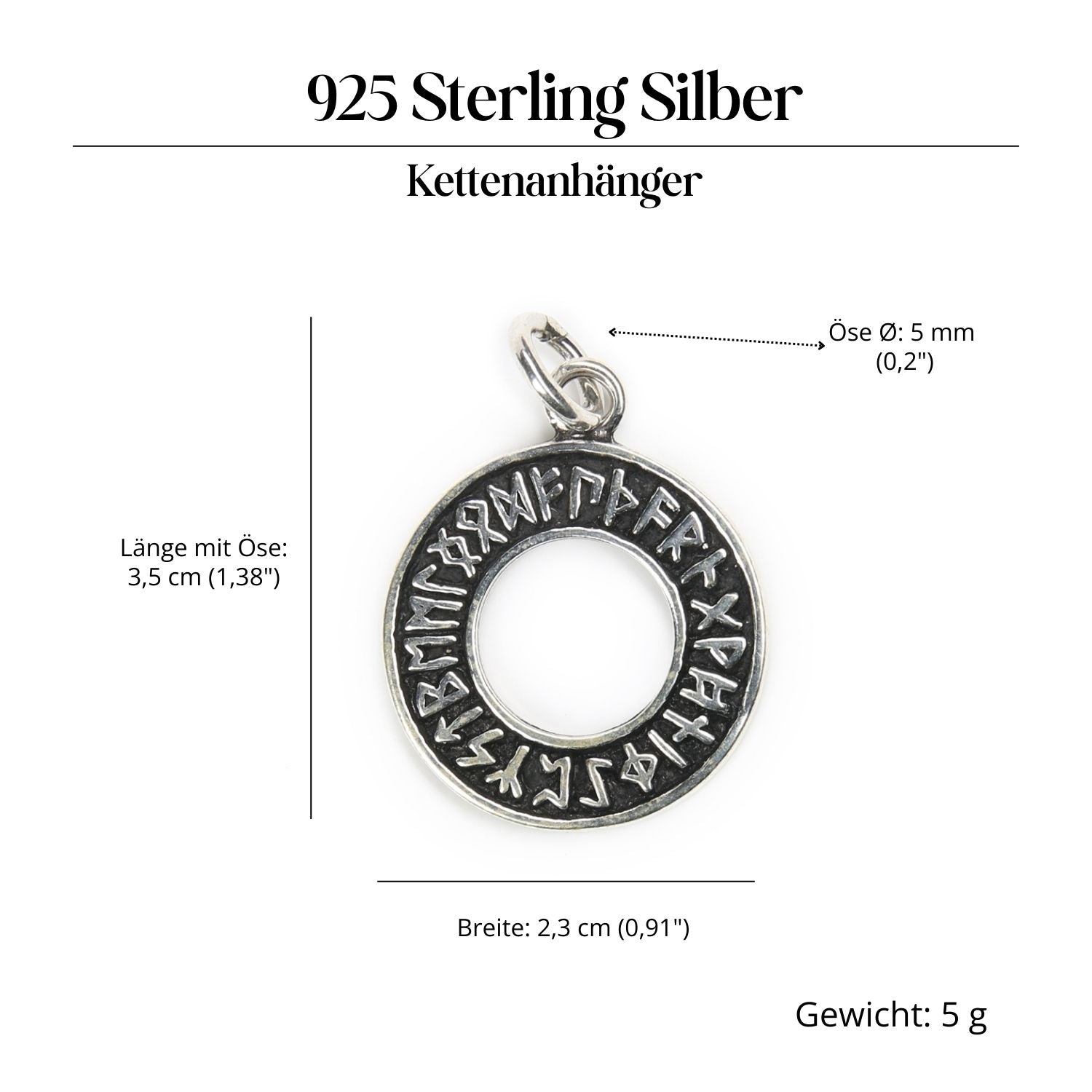 Runen Silber Amulett Anhänger für Kette 925 Silber