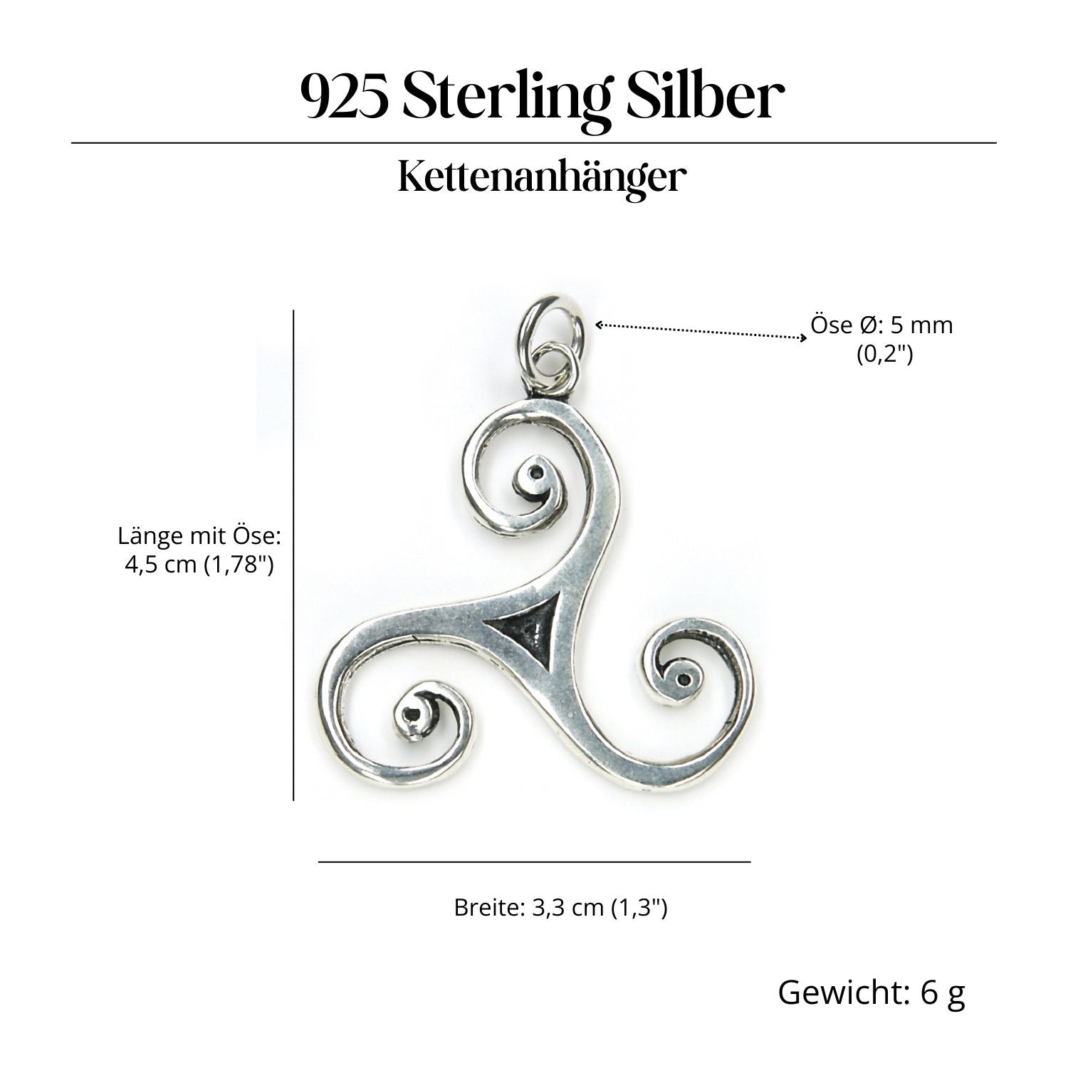 Triskel Silber Amulett Anhänger für Kette 925 Silber