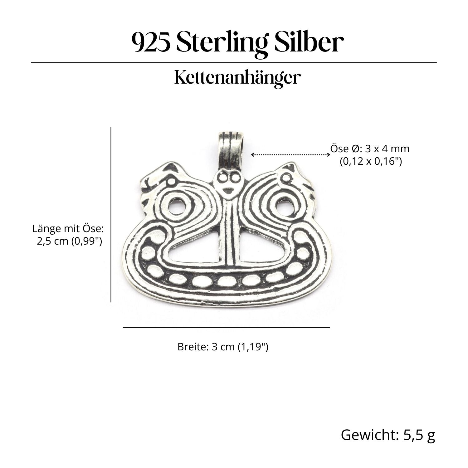 Drachenboot Silber Amulett Anhänger für Kette 925 Silber