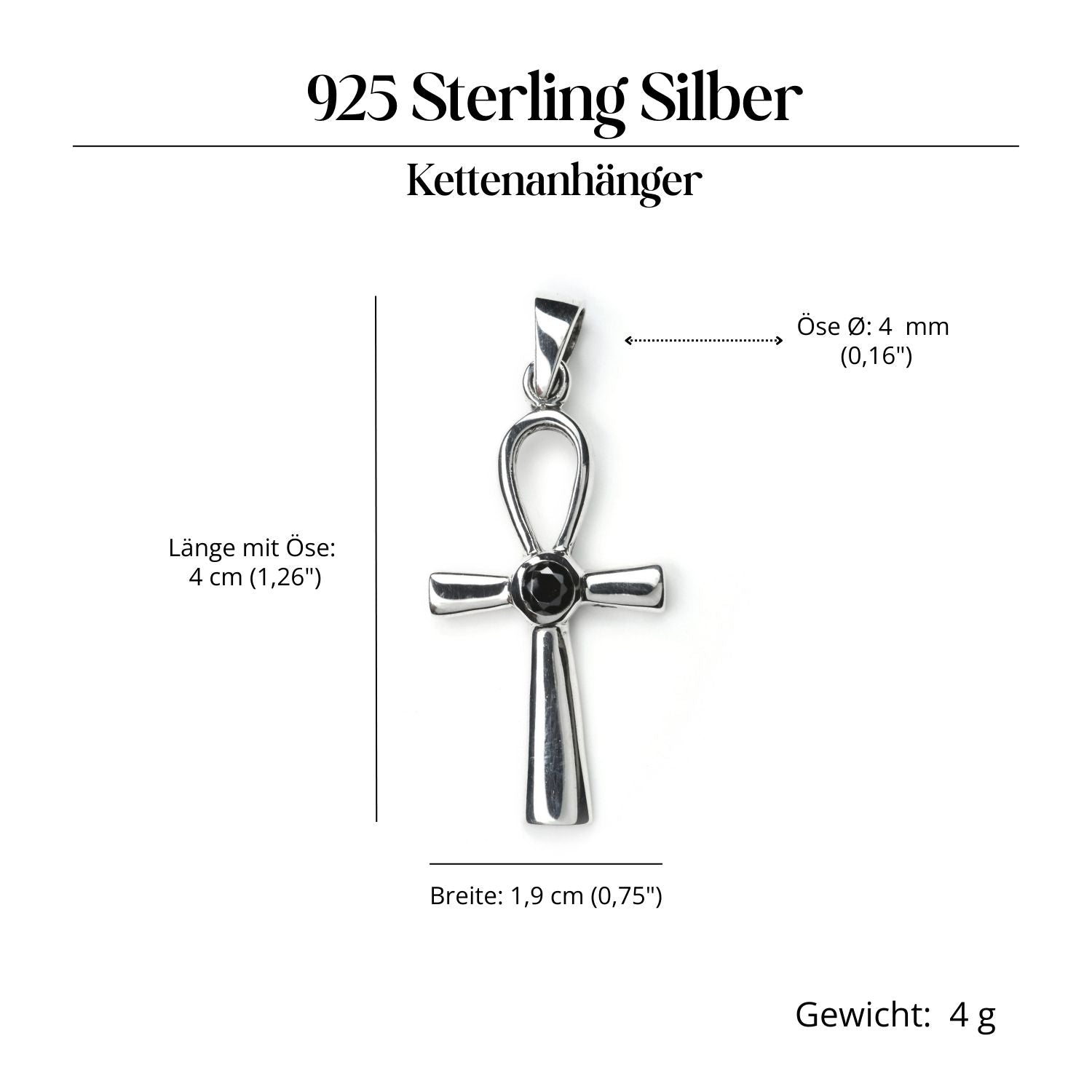 Ankh Silber Amulett Anhänger für Kette 925 Silber