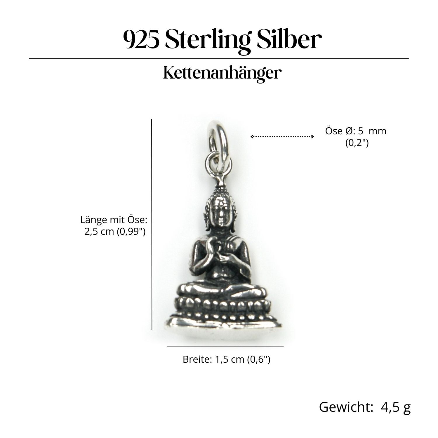 Buddha Silber Amulett Anhänger für Kette 925 Silber