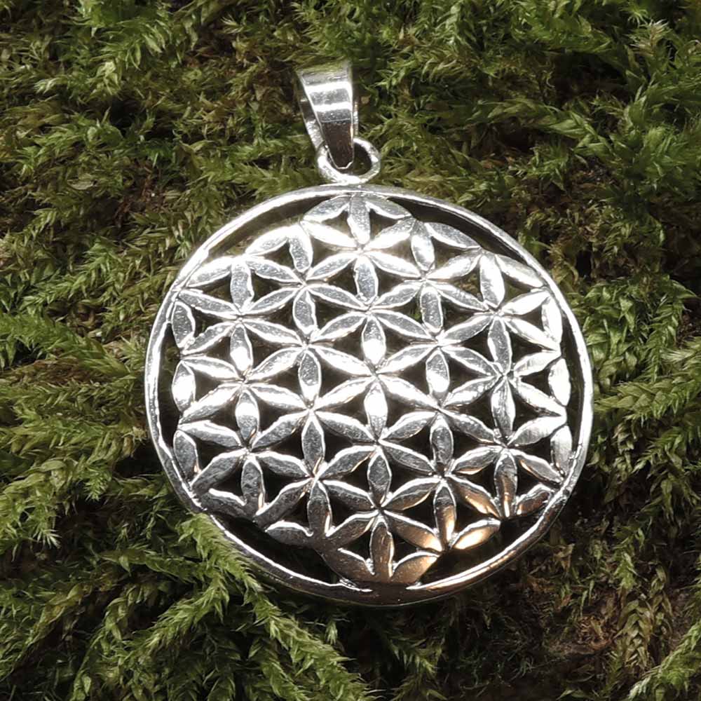 Blume des Lebens 925 Silber Anhänger Esoterik  Meditation Kettenanhänger
