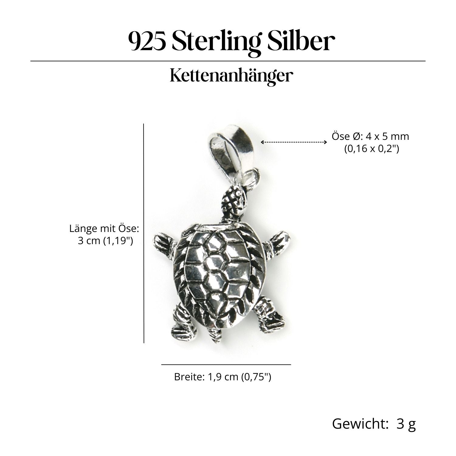 Schildkröte Silber Amulett Anhänger für Kette 925 Silber