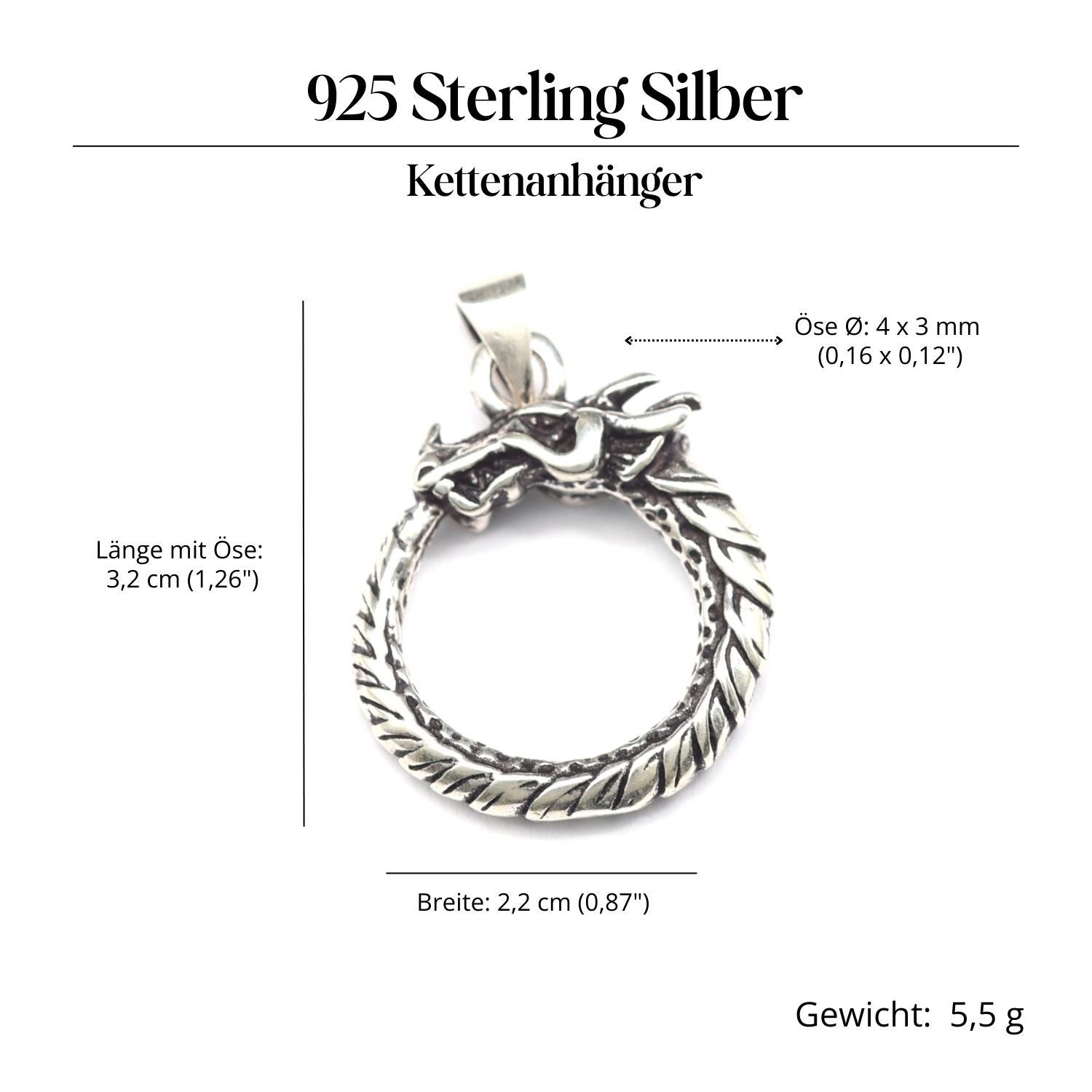 Midgard Schlange keltischer Schmuck 925 Silber Kettenanhänger