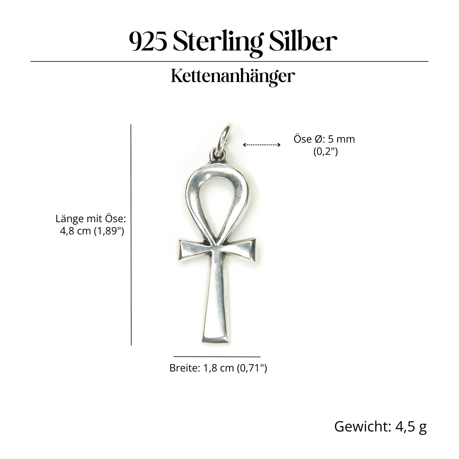 Ankh Silberanhänger 925 Silber Schmuck Amulett für Halskette
