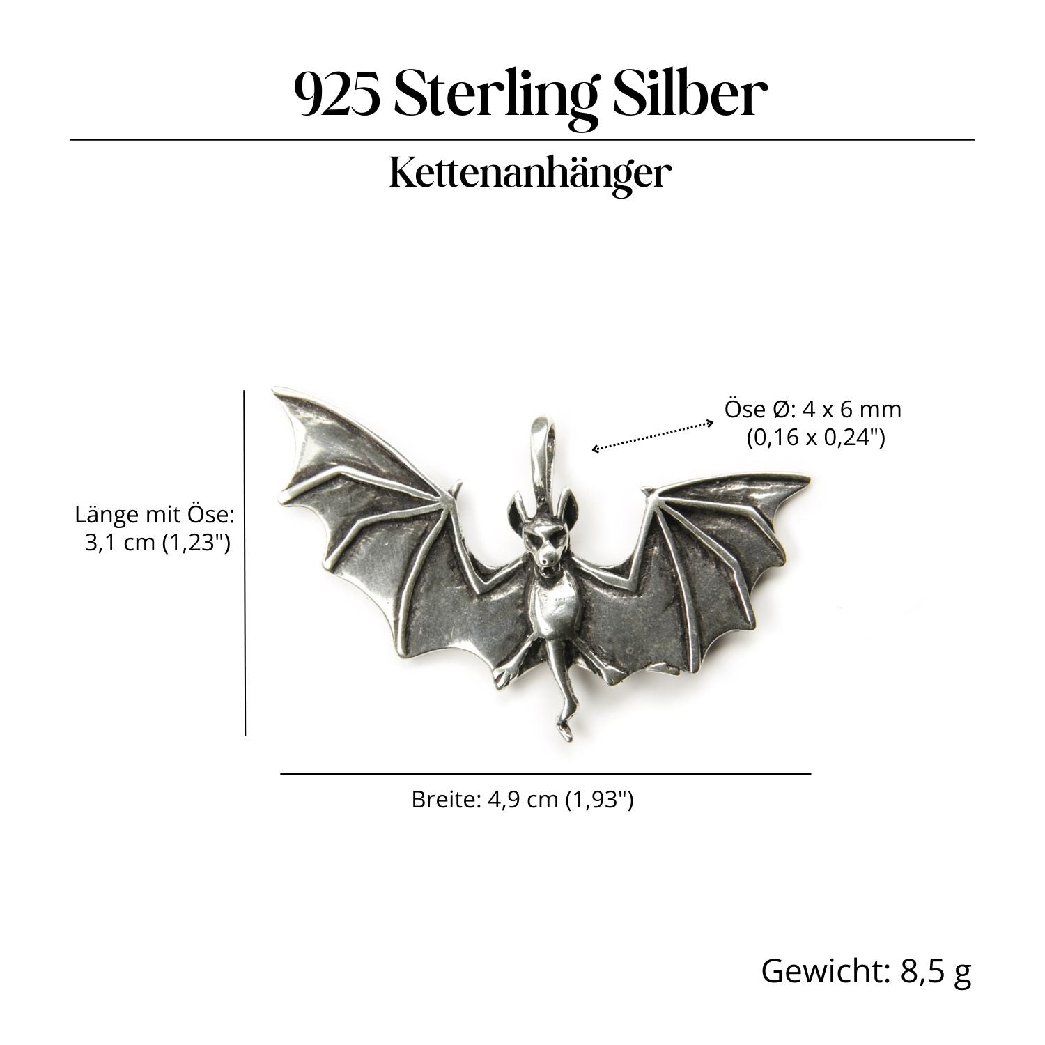 Fledermaus Silberanhänger 925 Silber Schmuck Amulett für Halskette