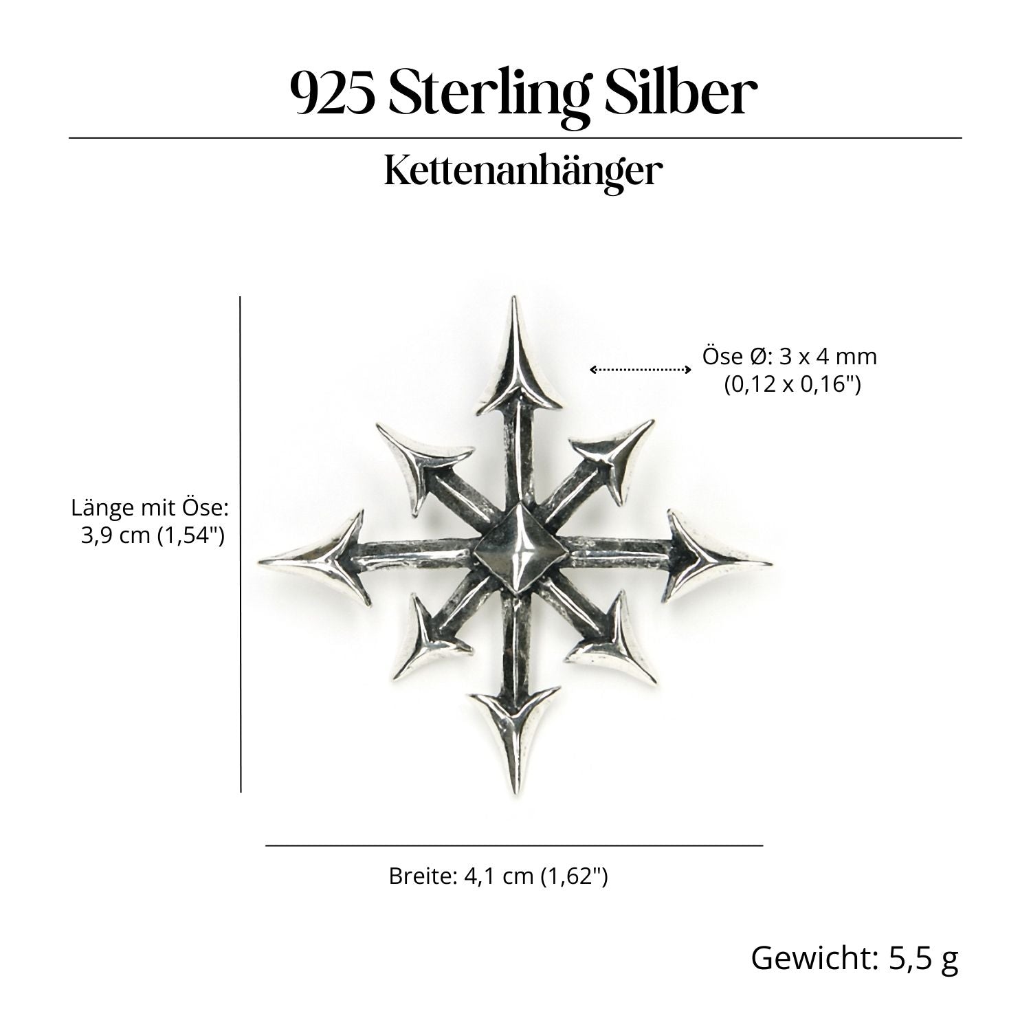 Chaosstern Silberanhänger 925 Silber Schmuck Amulett für Halskette
