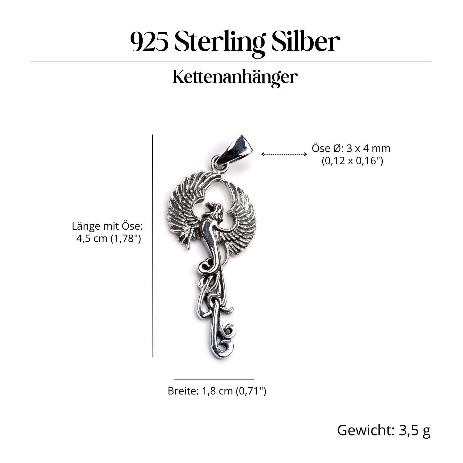 Phoenix Silberanhänger 925 Silber Schmuck Amulett für Halskette