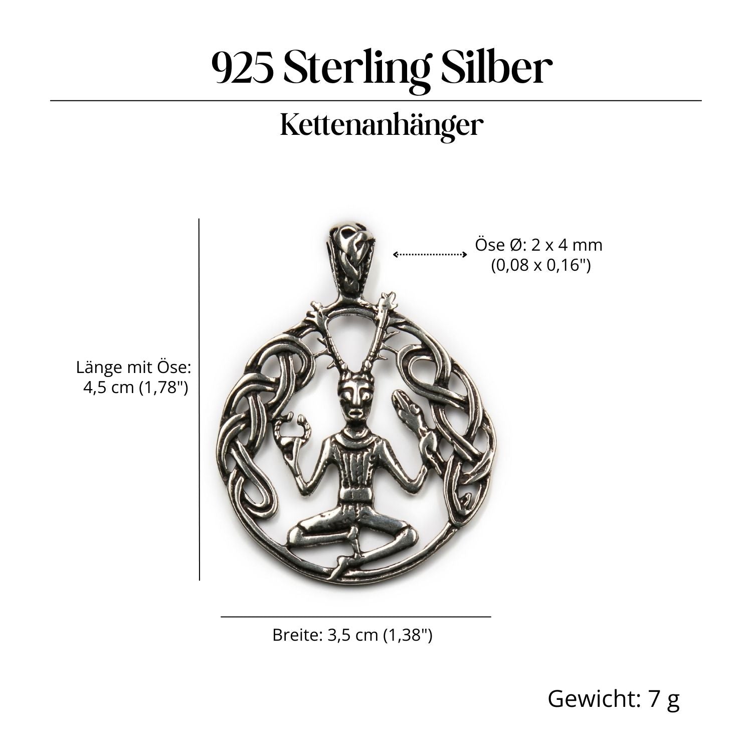 Cernunnos Silberanhänger 925 Silber Schmuck Amulett für Halskette