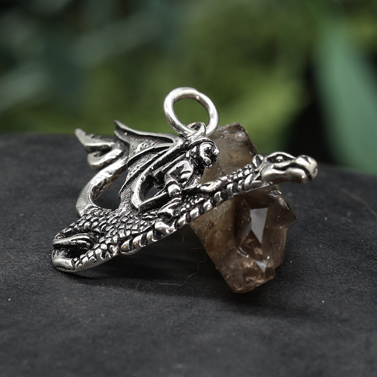 Hexe auf Drache Kettenanhänger Silberschmuck 925 Silber Anhänger