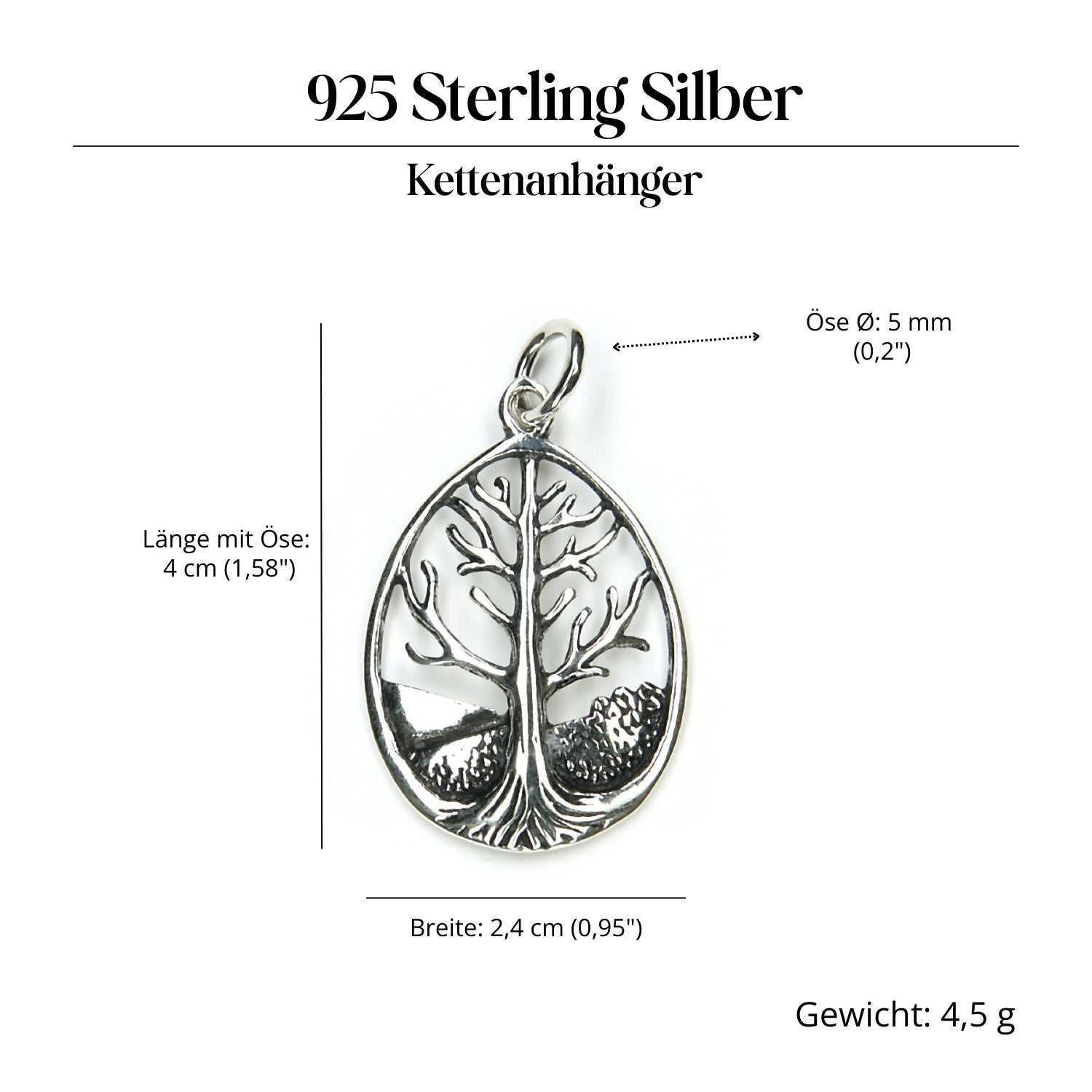 Baum Silberanhänger 925 Silber Schmuck Amulett für Halskette