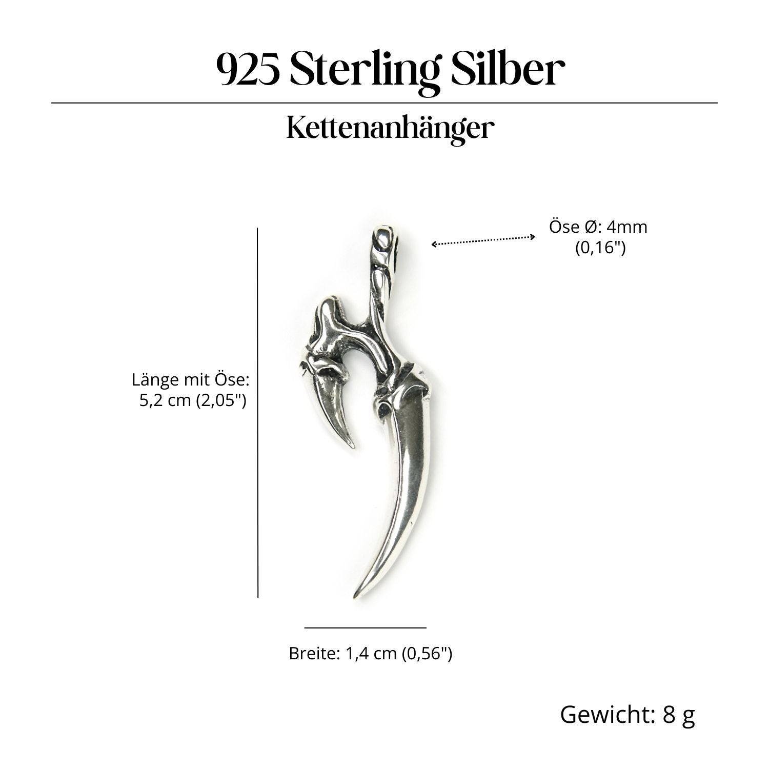 Klaue Silberanhänger 925 Silber Schmuck Amulett für Halskette