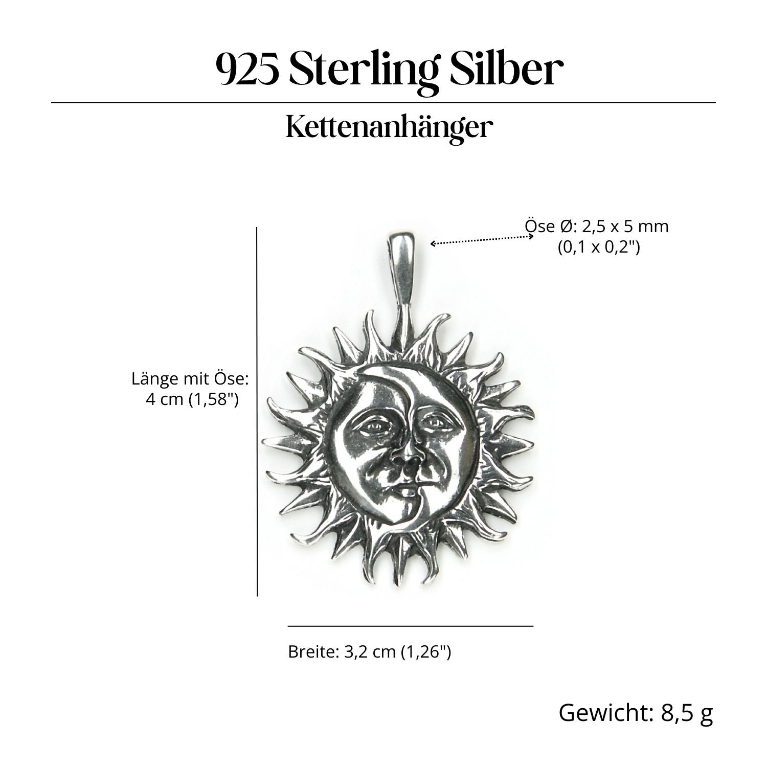 Eclipse Silberanhänger 925 Silber Schmuck Amulett für Halskette