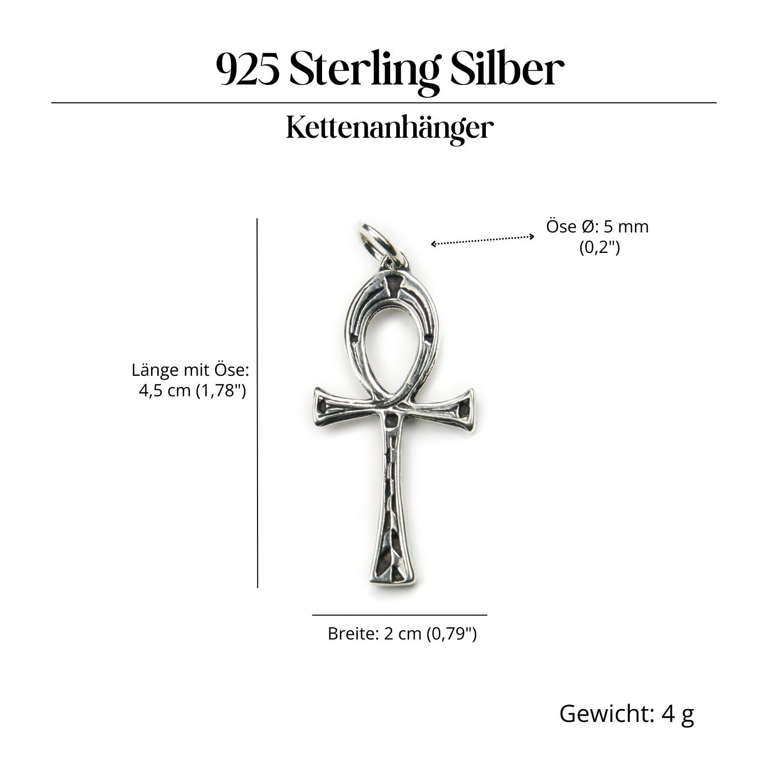 Ankh Schmuck Anhänger 925 Silber schlichter Kettenanhänger