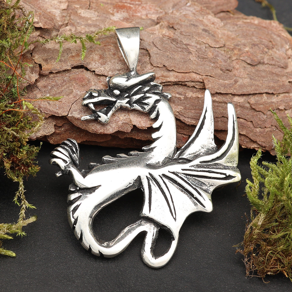 Drache Anhänger 925 Silber Kettenanhänger Amulett
