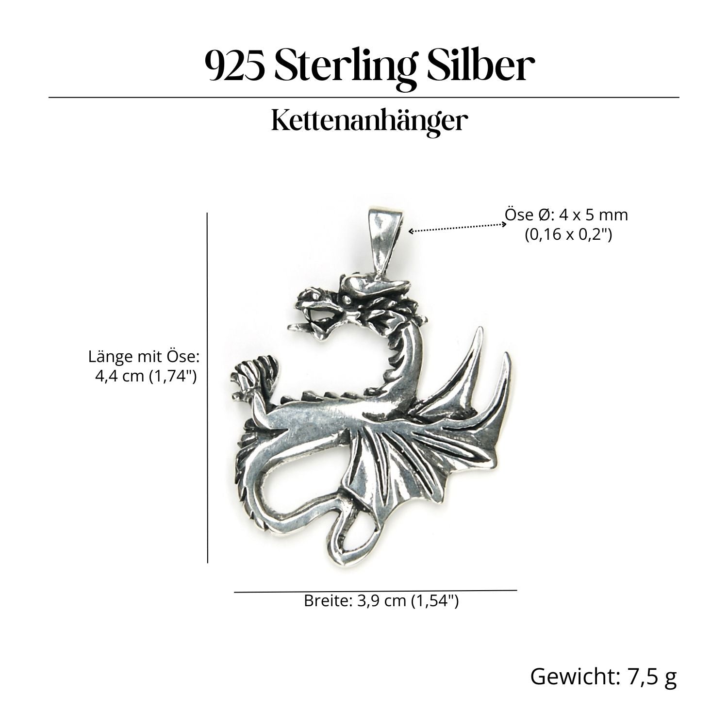 Drache keltisch Schmuck 925 Sterlingsilber Kettenanhänger