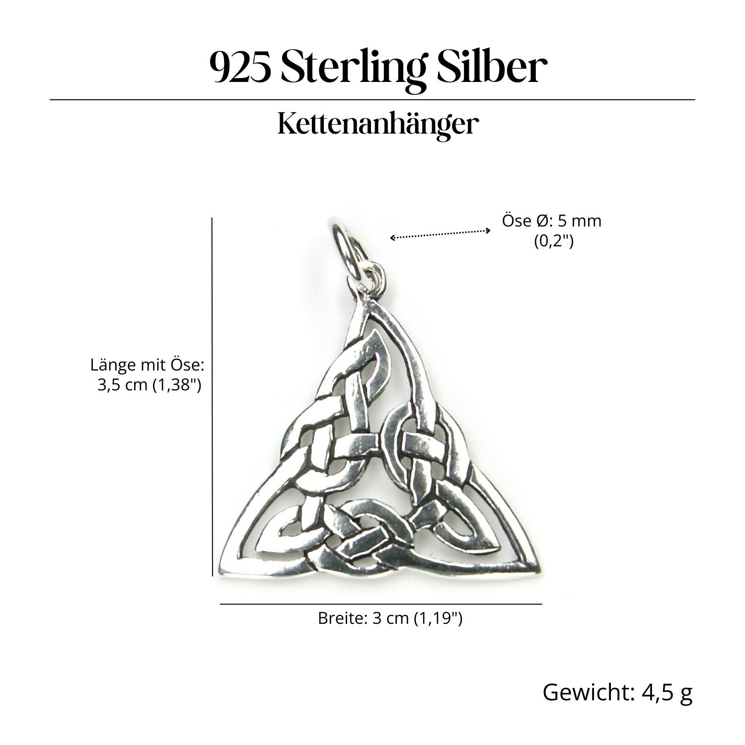 Kelten Schmuck Anhänger 925 Silber Dreieck keltischer Kettenanhänger