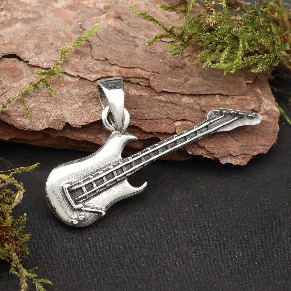 Gitarre Schmuckstück silberner Anhänger für Ketten 925
