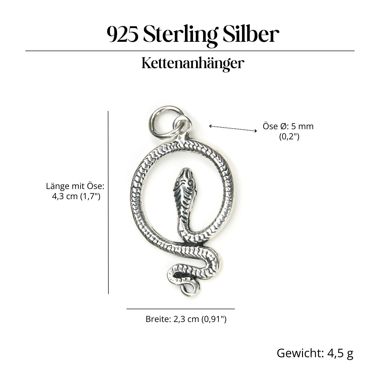 Snake Jewelry Pendant 925 Silver Necklace Pendant