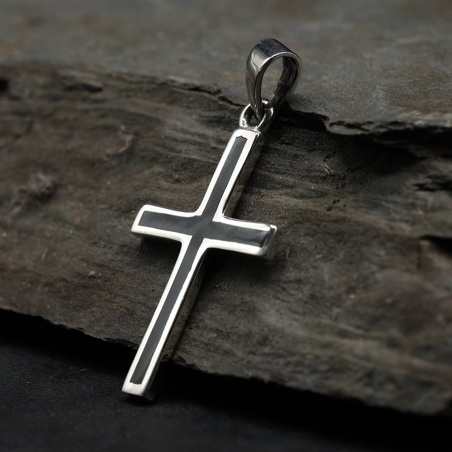 Kreuz mit Onyx Schmuck Kettenanhänger Silber 925