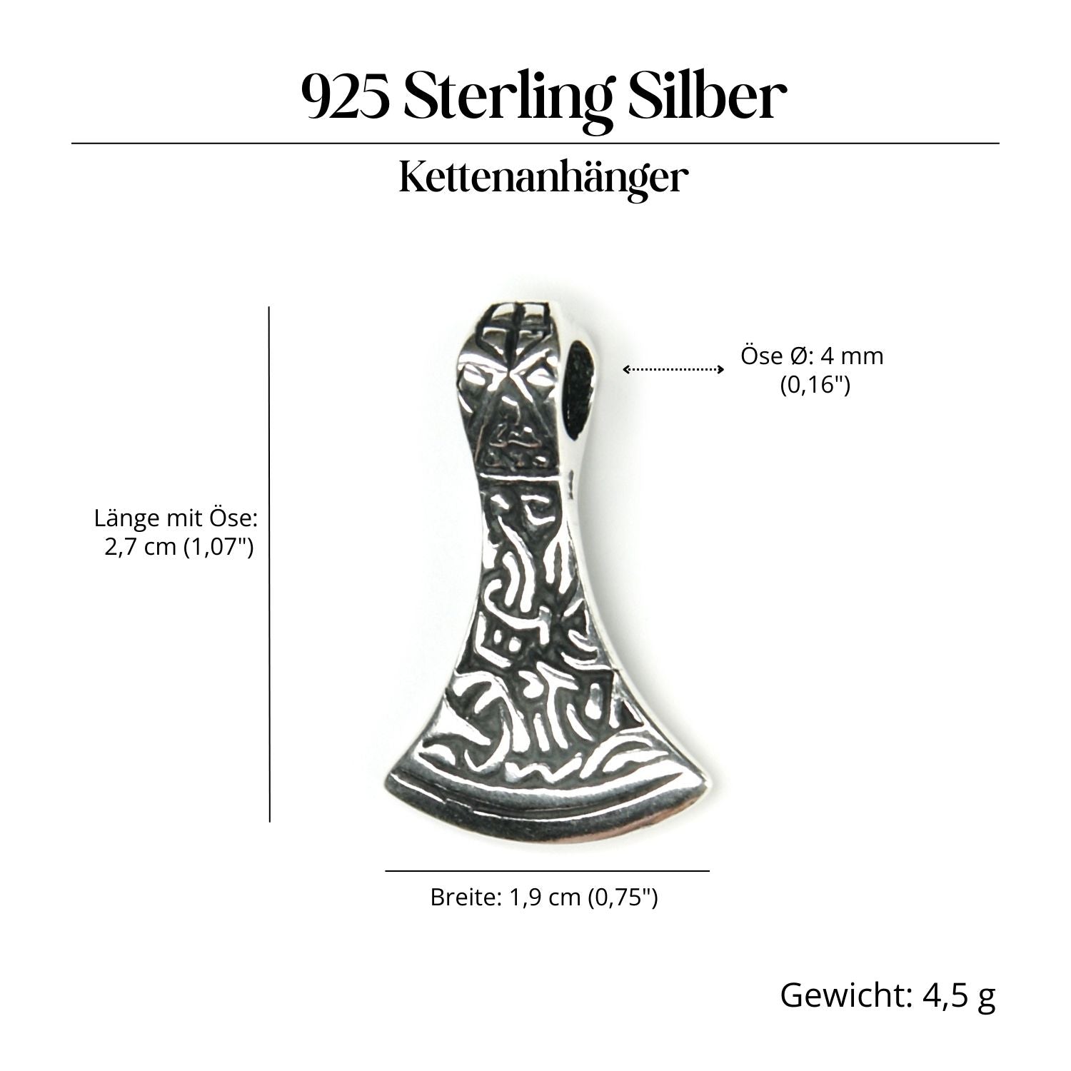 Mammenaxt Wikinger Schmuck 925 Silber Anhänger 2,7cm