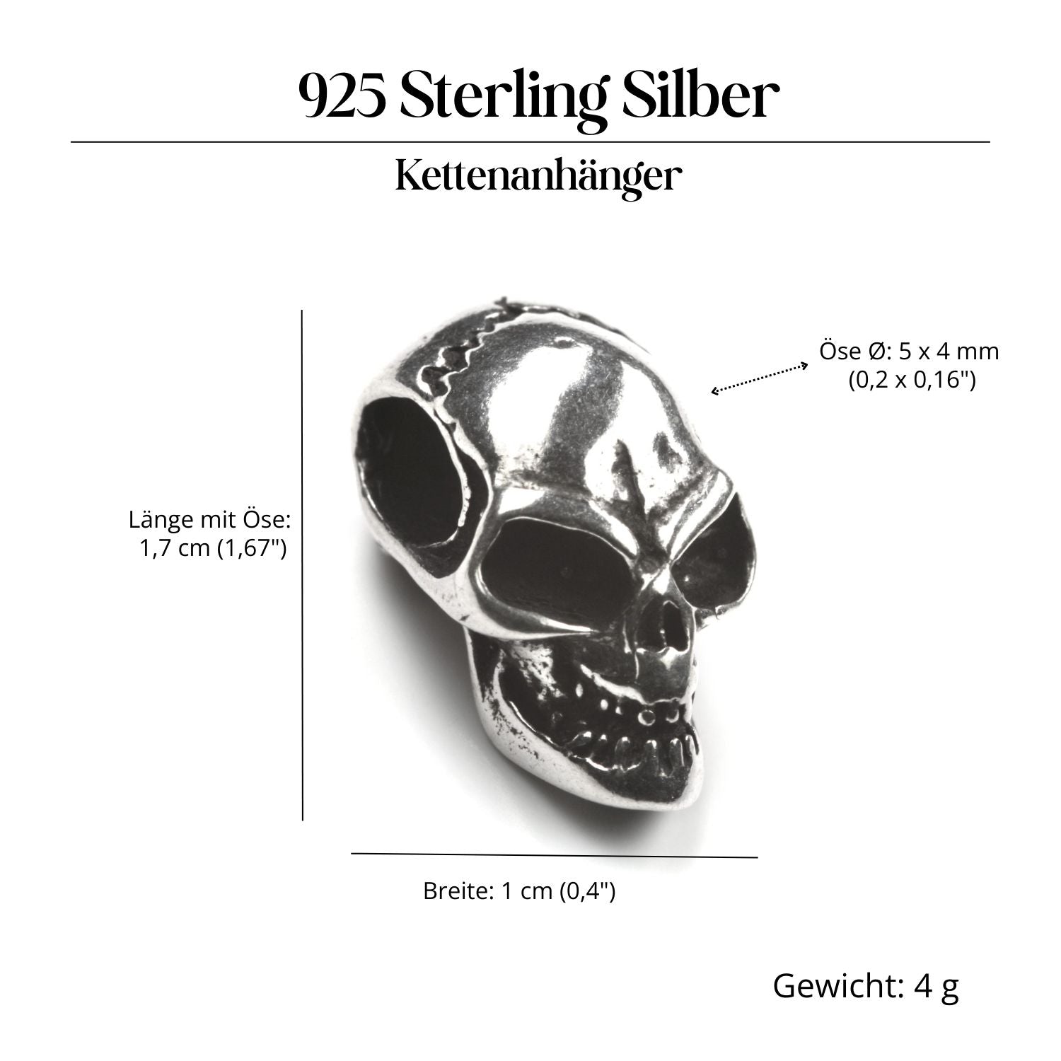Skull Totenkopf Schmuck 925 Silber Anhänger Gothik