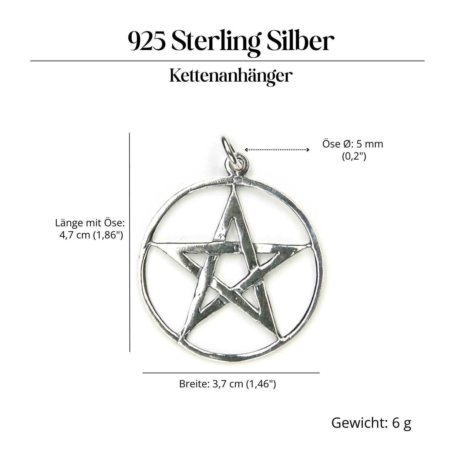 Pentagram Jewelry Witch Star 925 Silver Pendant