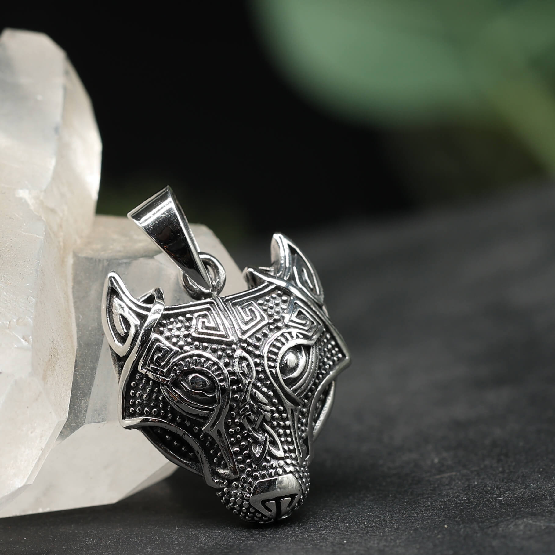 Fenrir Wolf Pendant, Mystical Fenrir Necklace Pendant, 925 Silver