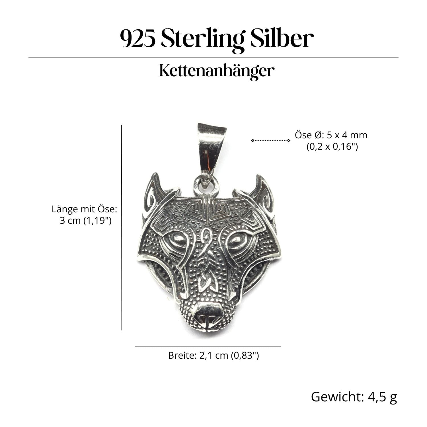Fenrir Wolf Pendant, Mystical Fenrir Necklace Pendant, 925 Silver