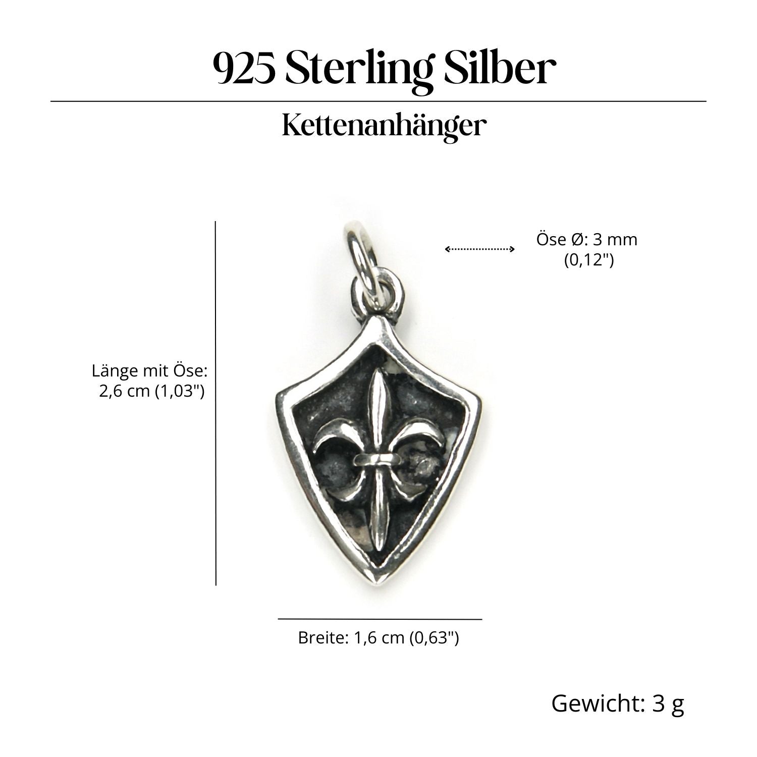 Mittelalterlilie Anhänger Fleur de Lys Schmuck Silber 925