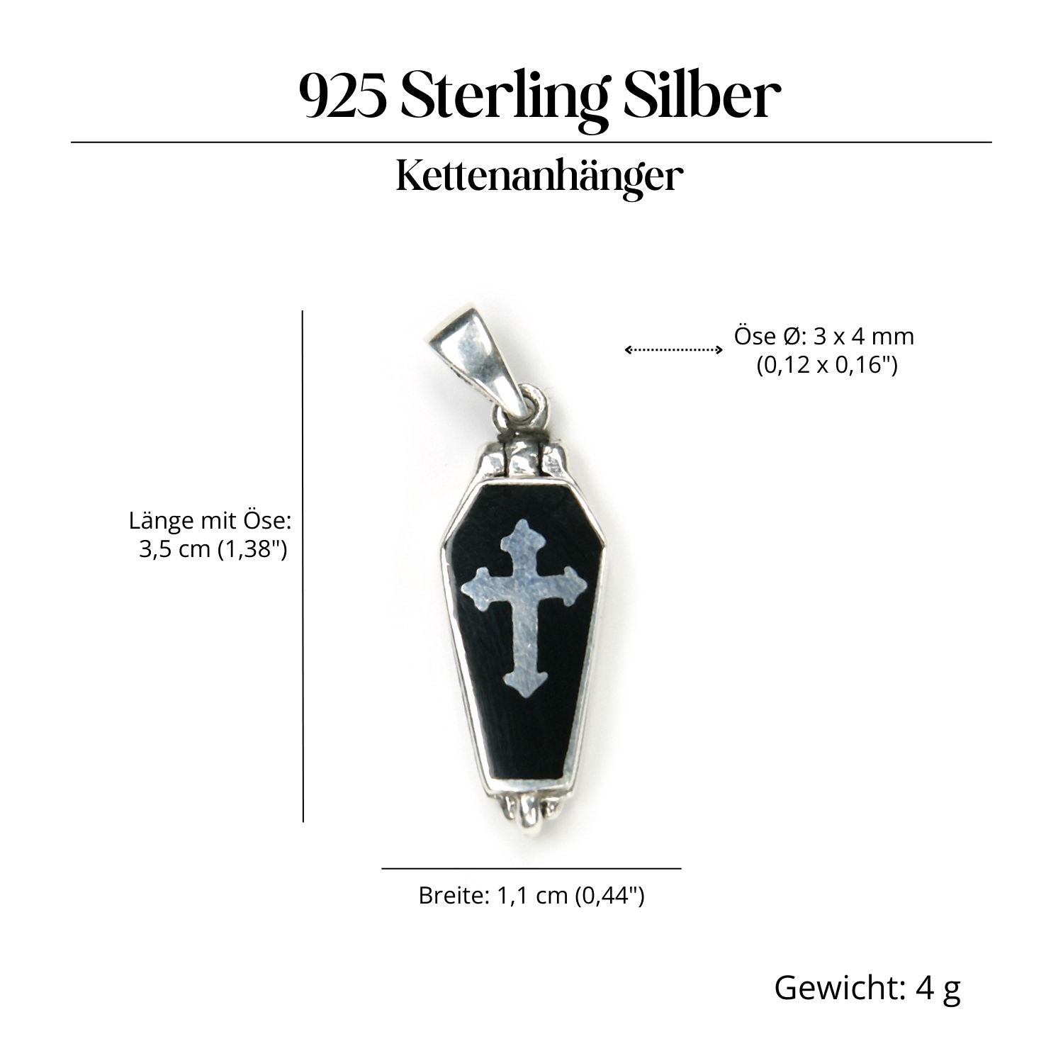 Sarg Medaillon Gothik 925 Silberschmuck Anhänger Vampir Schmuck