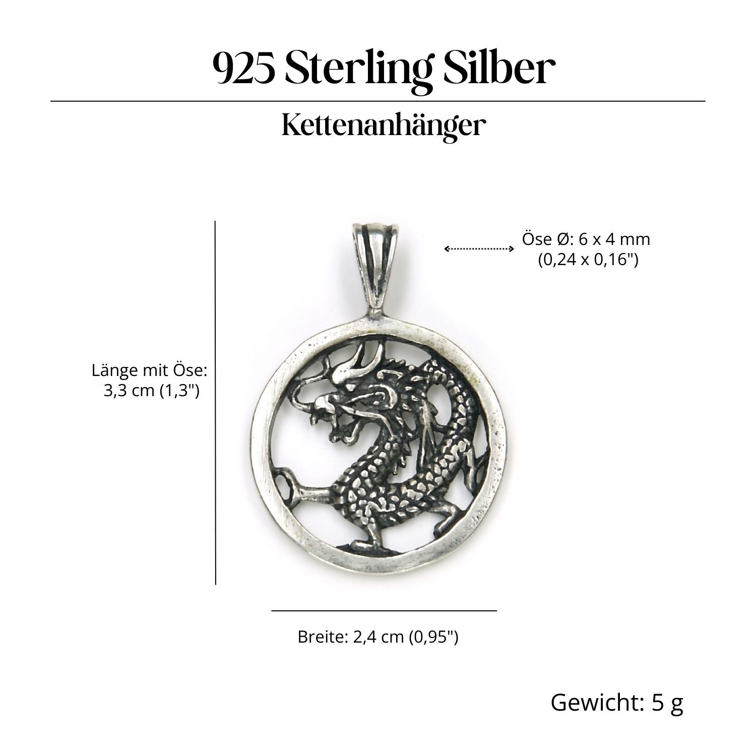 chinesischer Drache Schmuck 925 Silberschmuck Anhänger