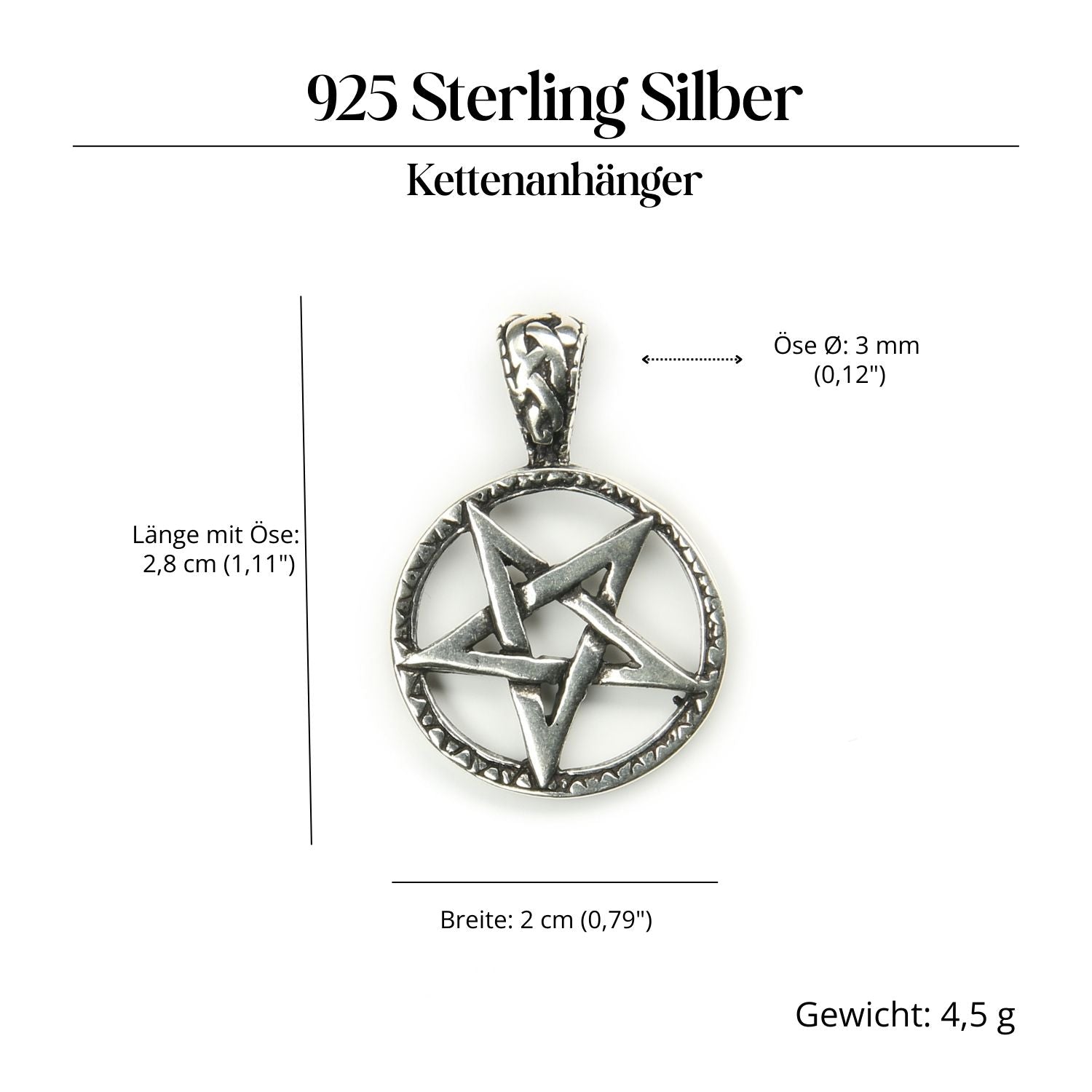 Drudenfuß Schmuck Anhänger aus 925 Silber Pentagramm
