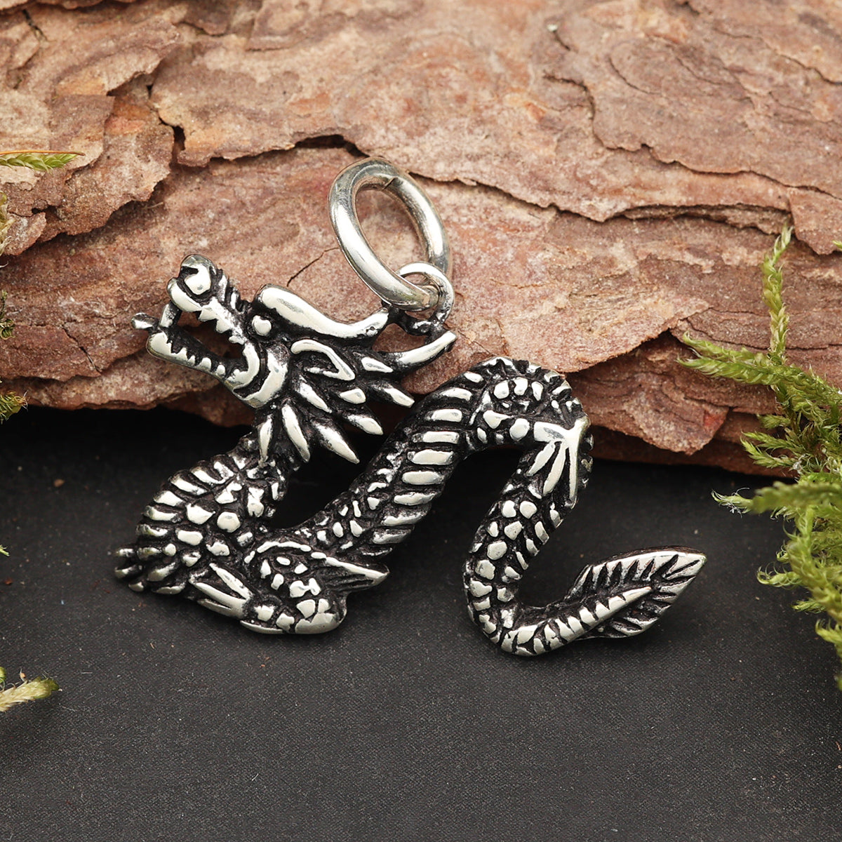 Drachen Silber Anhänger 925 Sterlingsilber massiver Silberschmuck