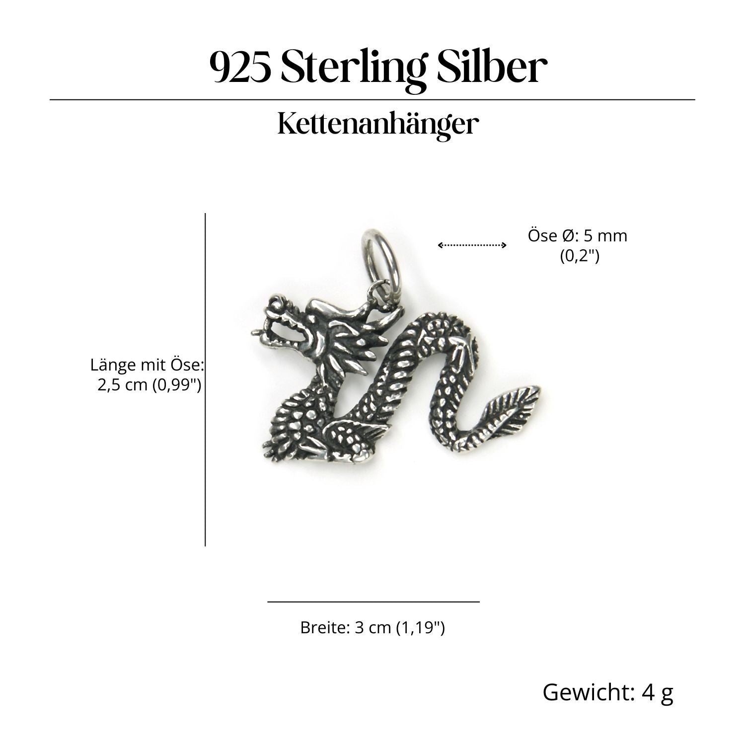 Chinesischer Drache Anhänger Silberschmuck Kettenanhänger 925/000