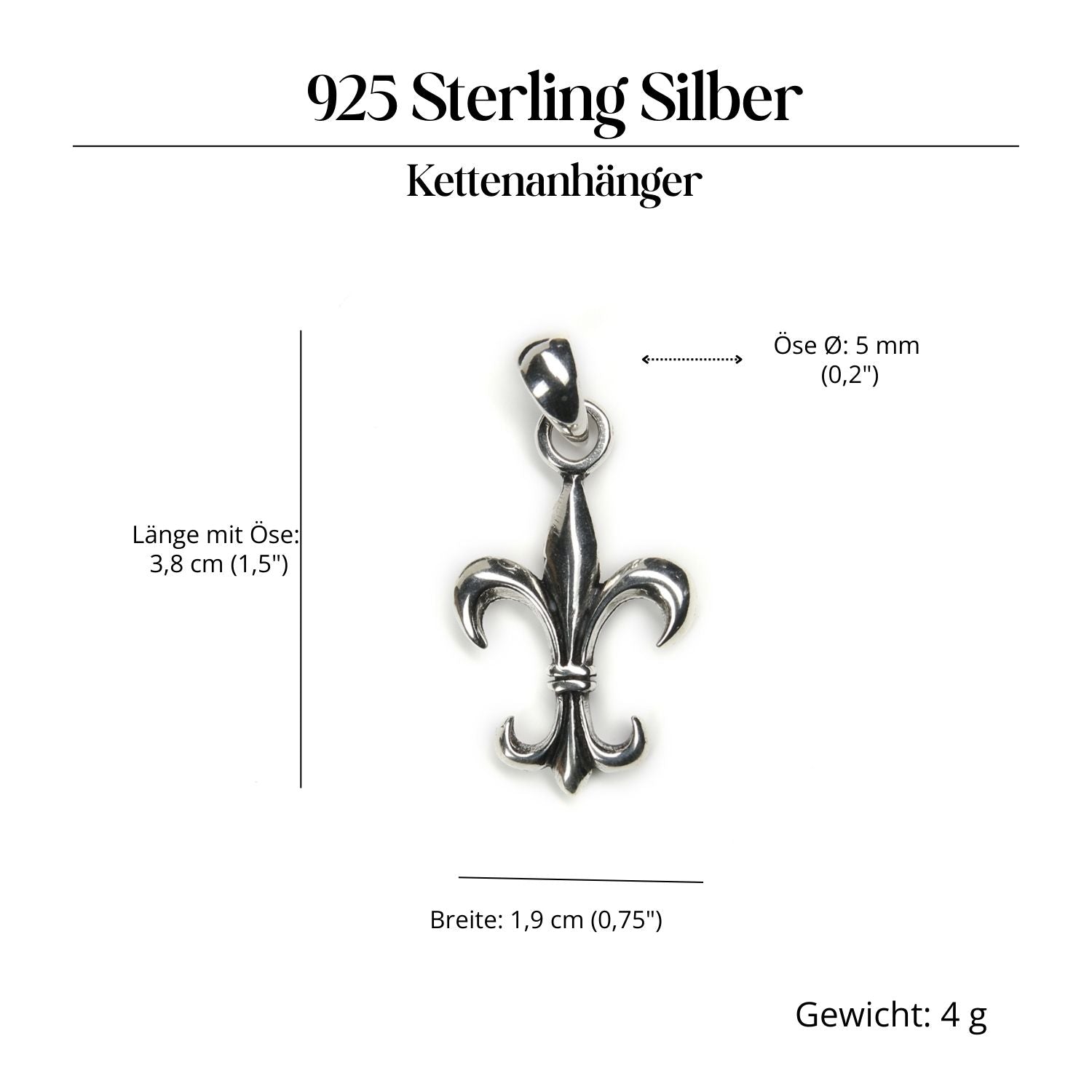 Lilie Fleur de Lys 925 Silber Kettenanhänger