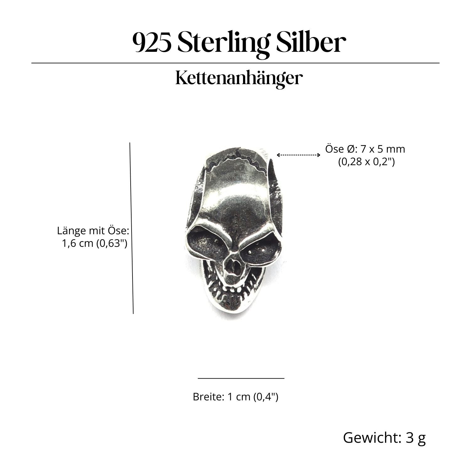 Skull Schmuck Anhänger 925 Silber Totenkopf Gothic