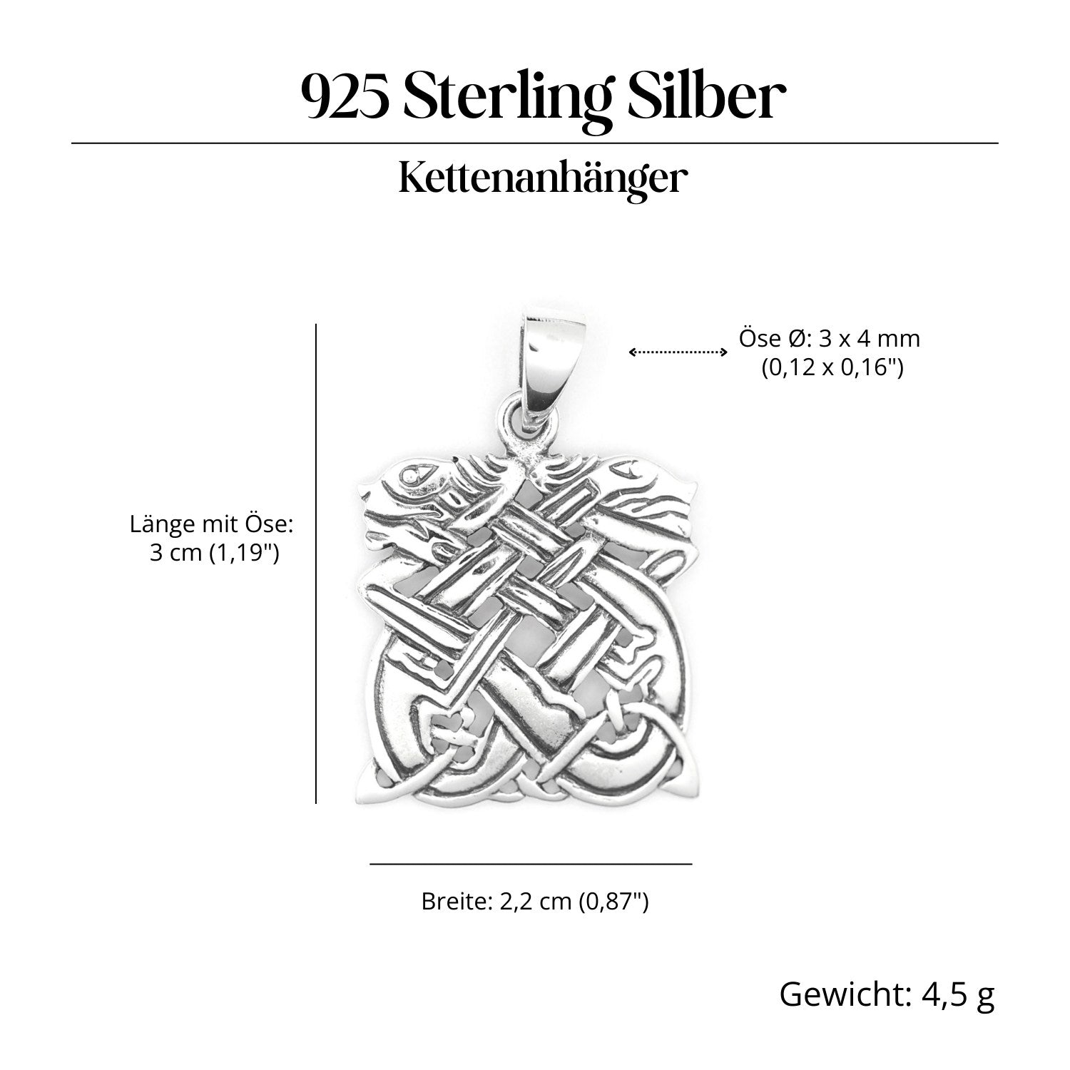 Keltische Hunde Anhänger 925 Silber ausgefallener Kelten Schmuck