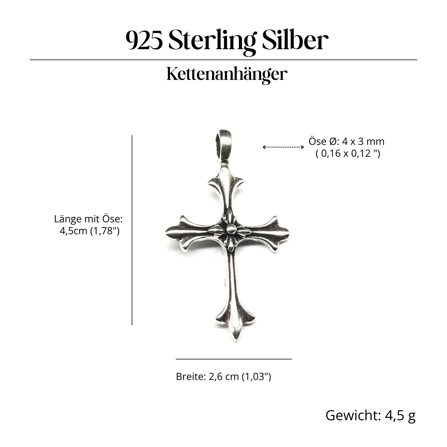 Feines Kreuz Schmuck Anhänger 925 Silber