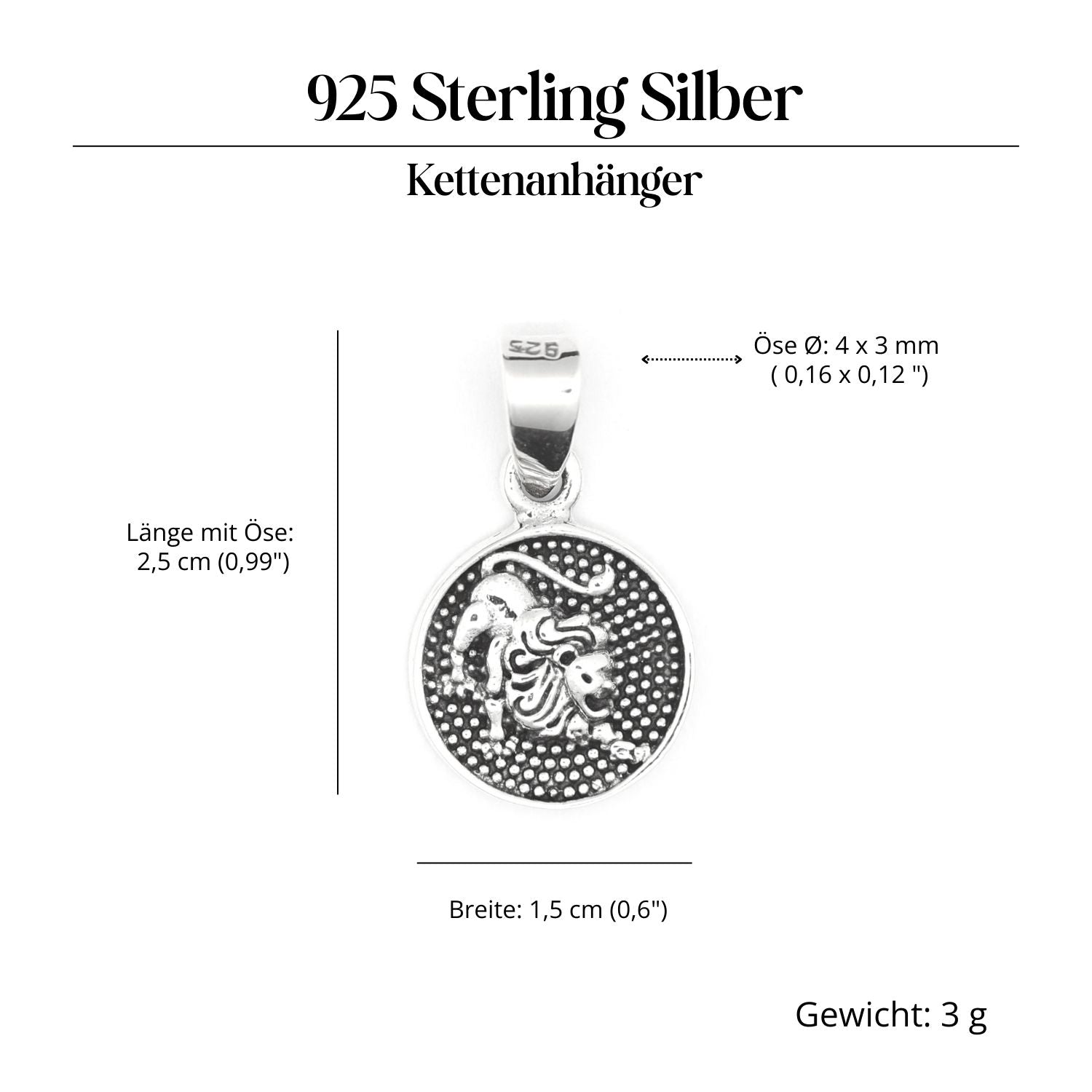 Steinbock Sternzeichen Fische Silber 925 Anhänger edel eidseitig