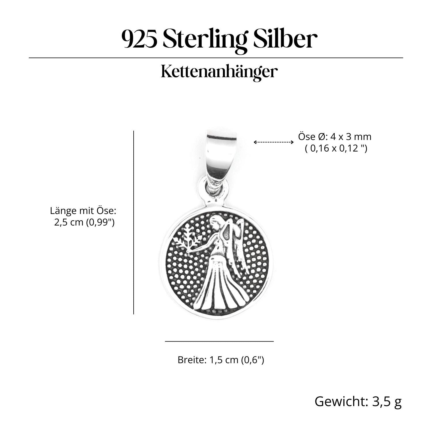 Jungfrau Sternzeichen Fische Silber 925 Anhänger edel eidseitig