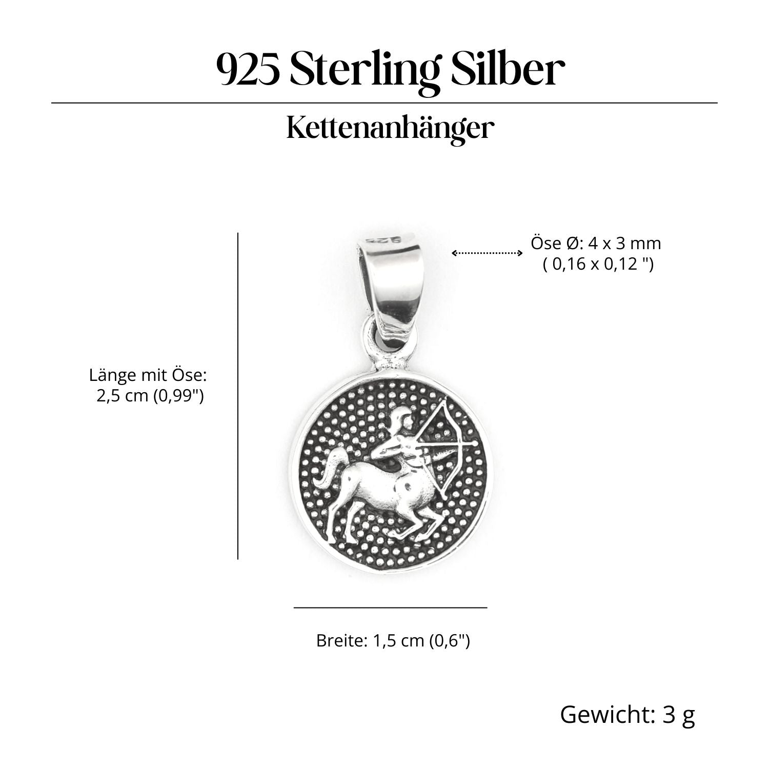 Schütze Sternzeichen Silber 925 Anhänger edel eidseitig